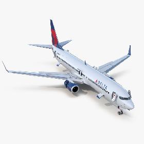 Boeing 737-900 ER Delta with Interior and Doors Rigged 3D model